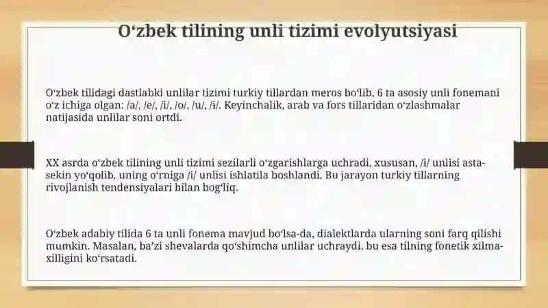 O'zbek tilining unli va undoshlar tizimi tarqqiyoti 3
