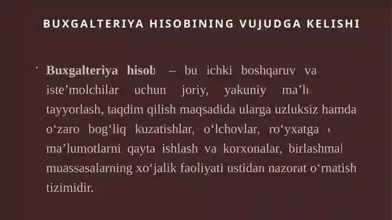 Moliyaviy va boshqaruvhisobifanigakirish 3