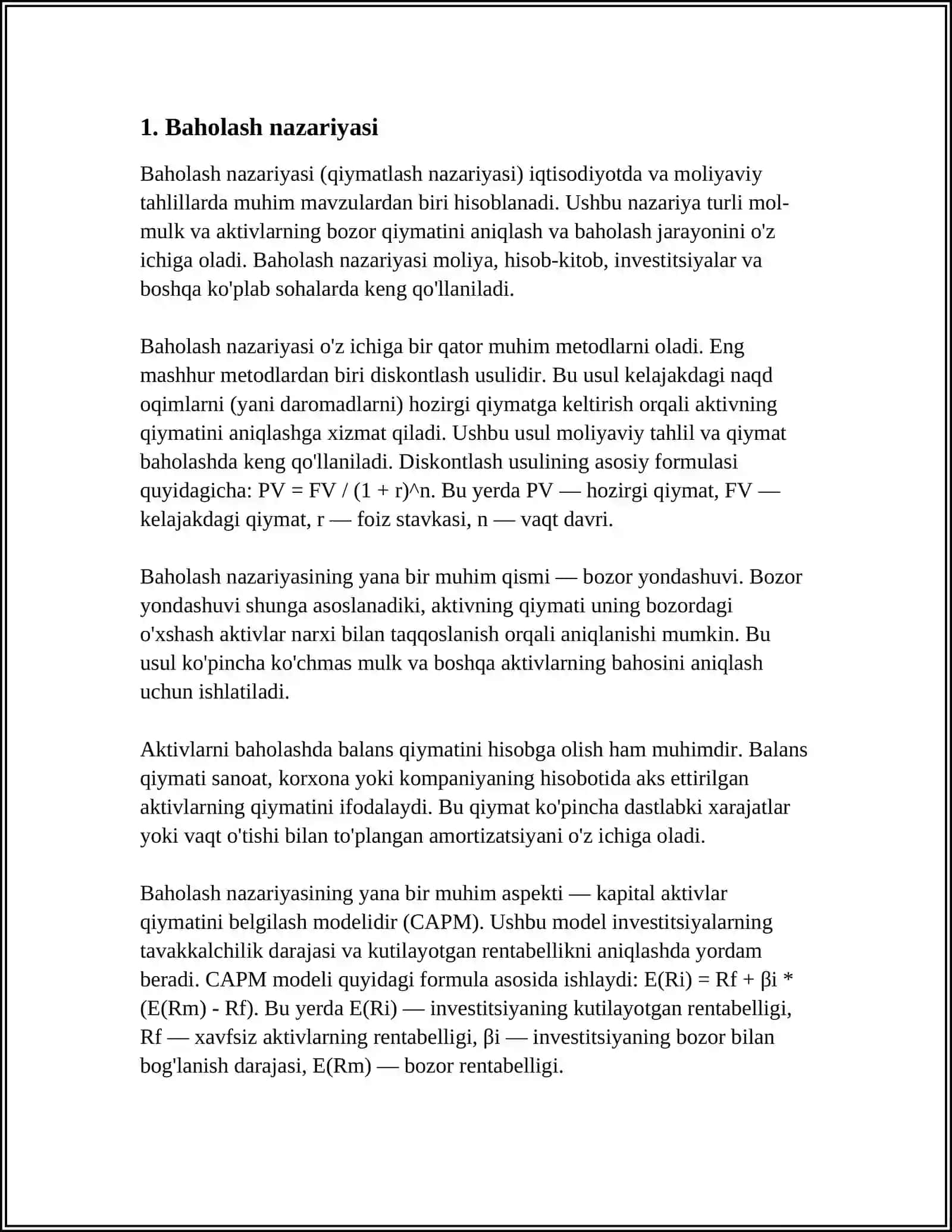 BAHOLASH VA KALKULYATSIYA 3