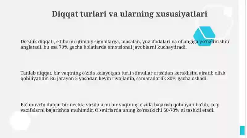 Diqqat turlari va uning xususiyatlari 3