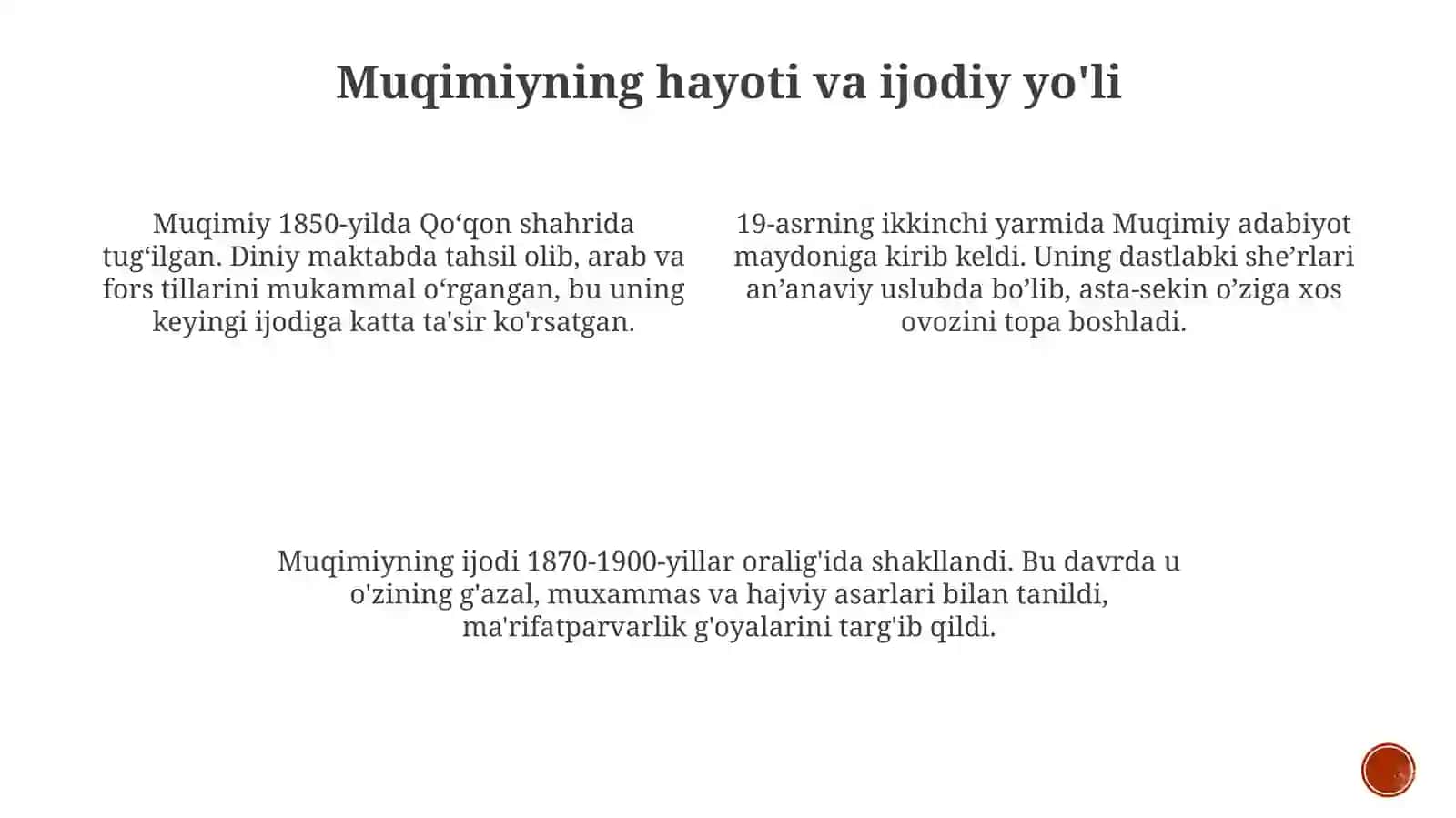 MuhammadAminxoʻja Muqimiy hayoti va ijodiy yo'li 3