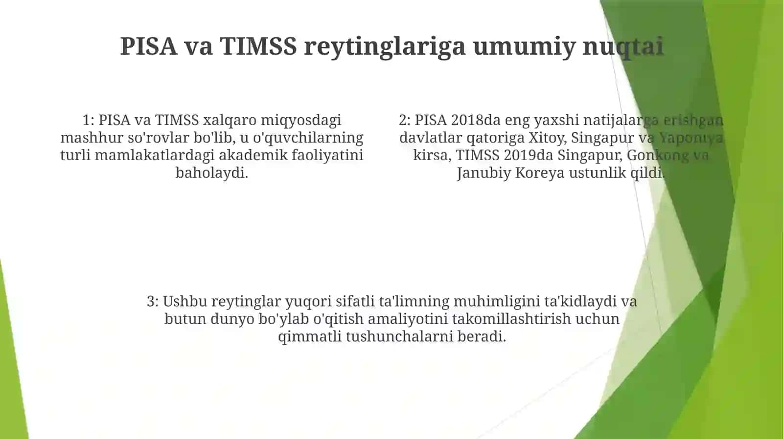 PISA va TIMSS Tadqiqotlari 3
