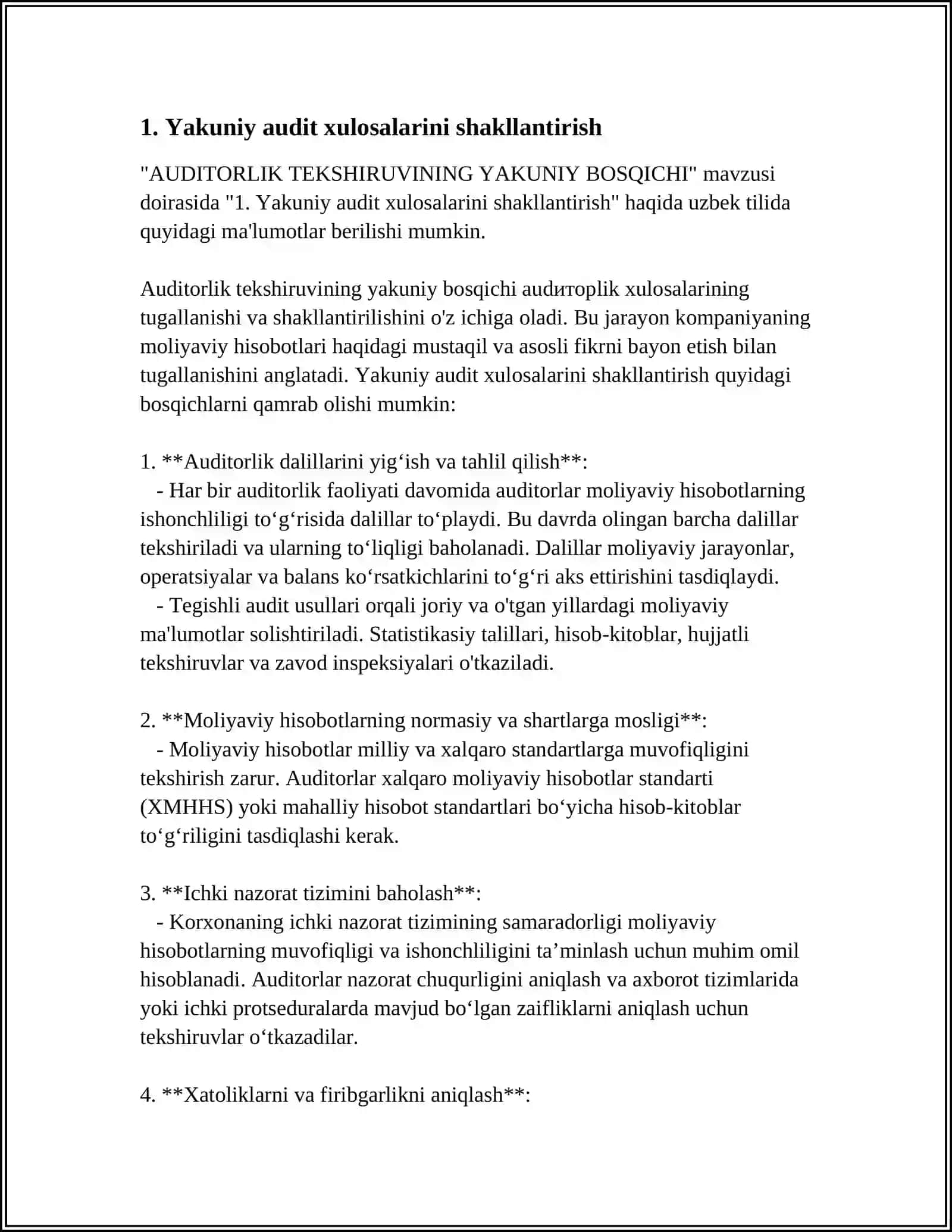 AUDITORLIK TEKSHIRUVINING YAKUNIY BOSQICHI 3
