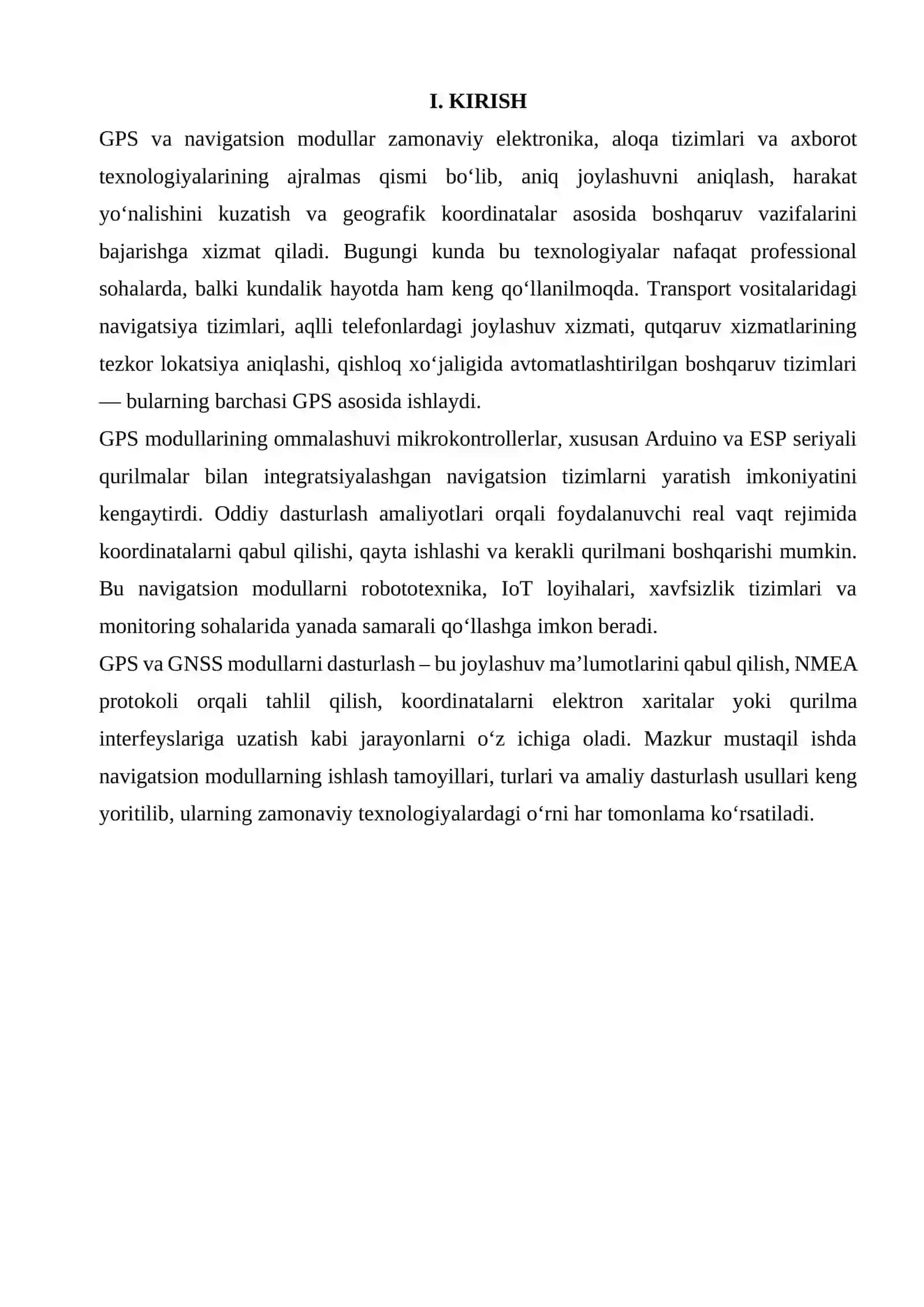 GPS VA NAVIGATSION MODULLAR DASTURLASH 3