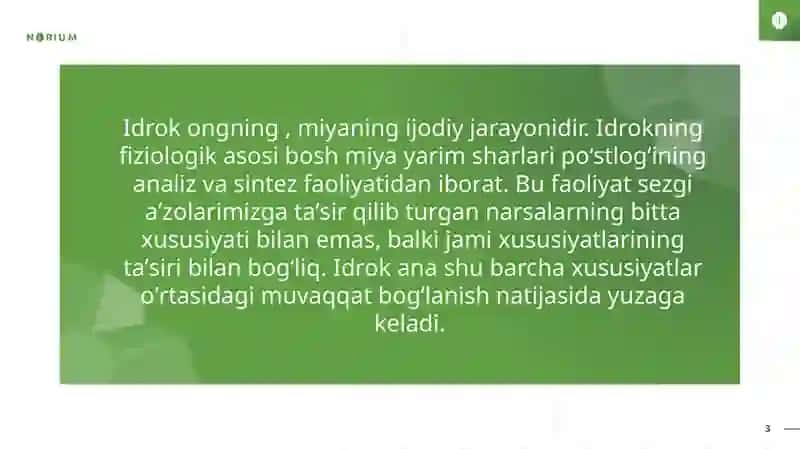 Idrok haqida tushuncha va uning xususiyatlari 3