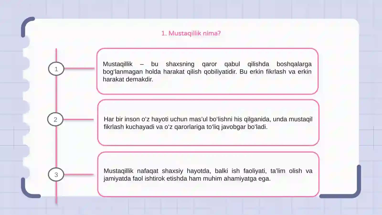 Mustaqillik, ma'suliyat va o'z-o'zini nazorat qilish 3