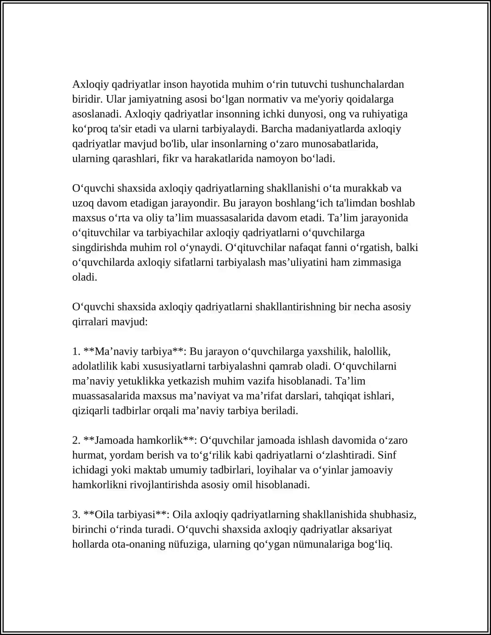 O'QUVCHI SHAXSINI TARBIYALASHDA AXLOQIY TARBIYA 3