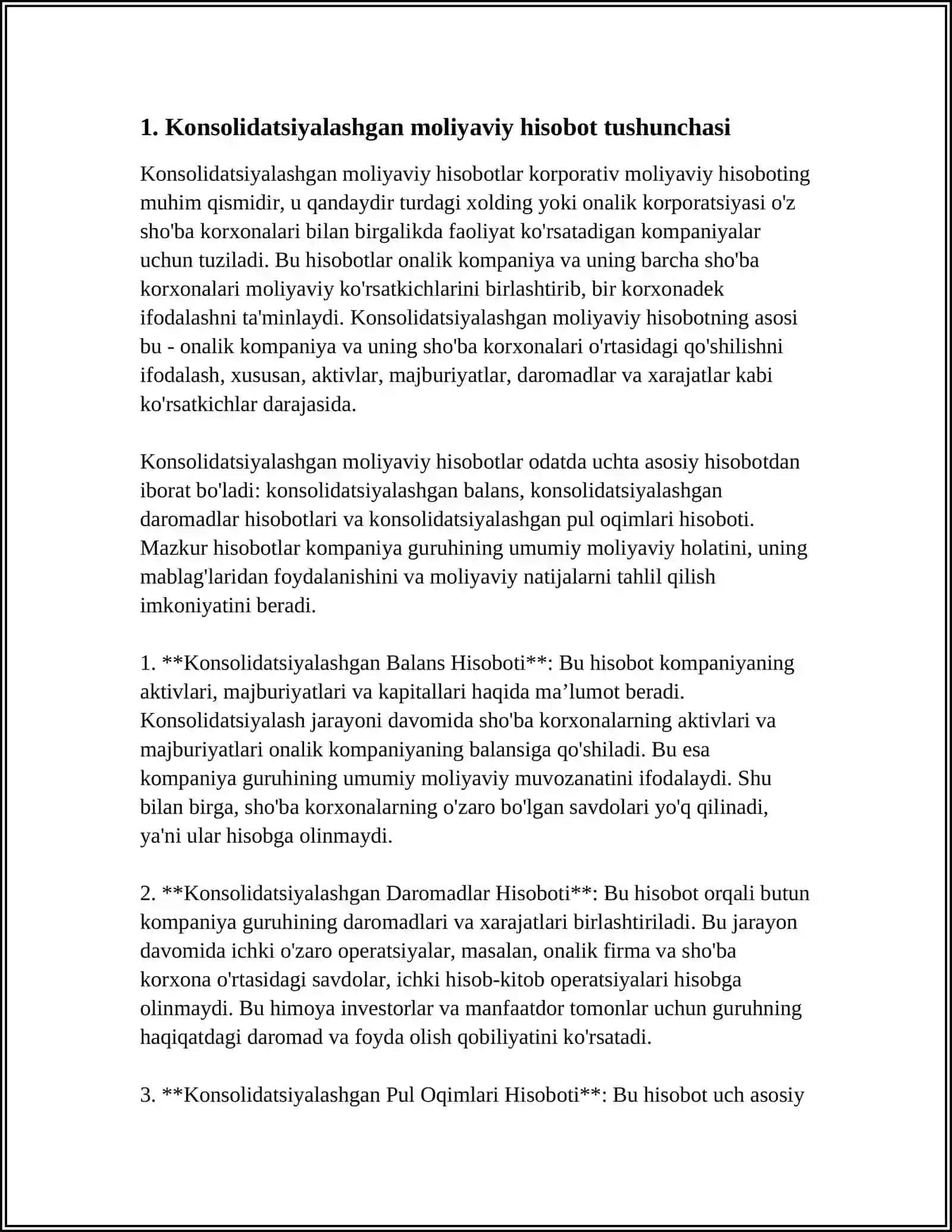 KONSOLIDATSIYALASHGAN MOLIYAVIY HISOBOTLARNI TAYYORLASH 3