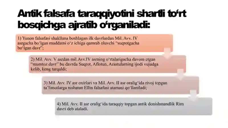 Falsafiy tafakkur taraggi Bosqichlari: G‘arb falsafasi 3