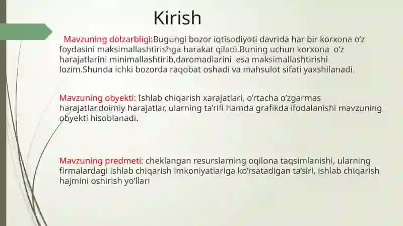 ISHLAB CHIQARISH HARAJATLARI VA ULARNI KAMAYTIRISH USULLARI 3