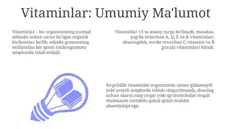 Vitaminlar: Umumiy Ma'lumot 3
