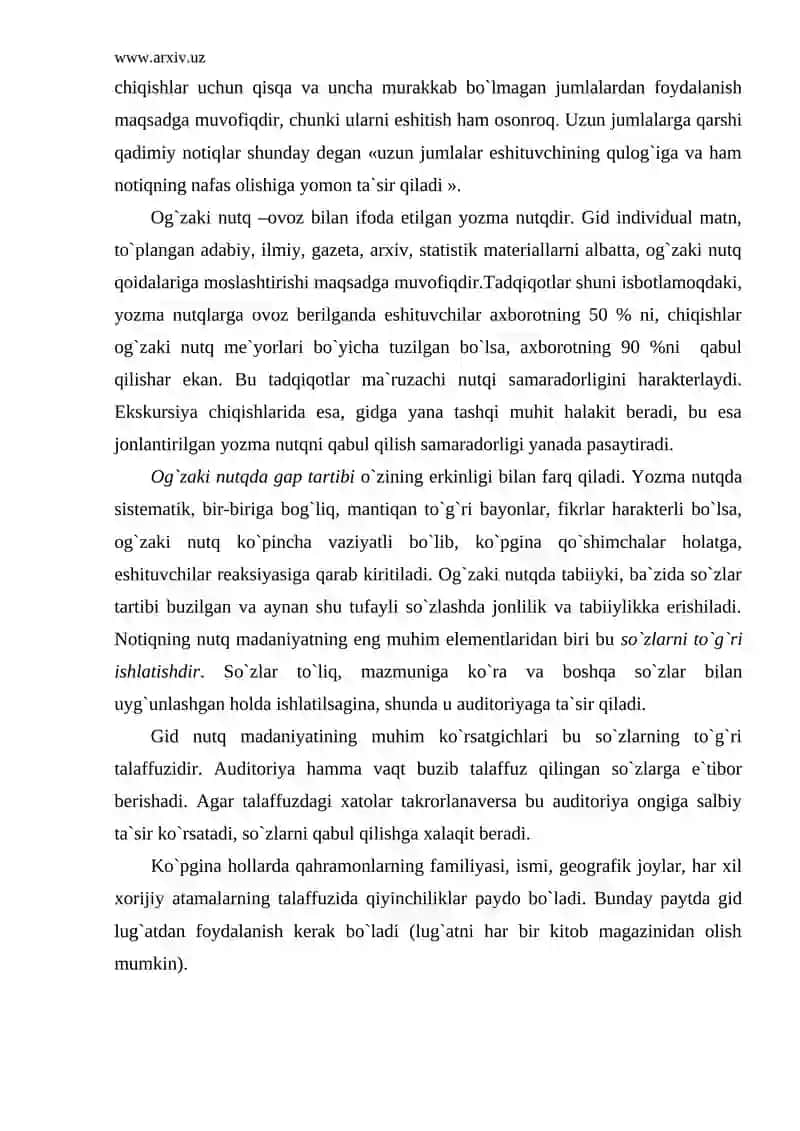 Gid nutqiga qo`yilgan talablar 3