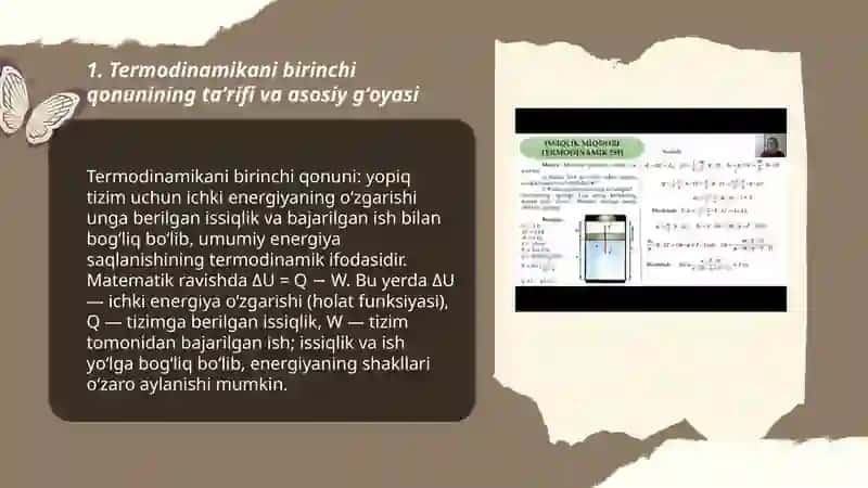 Termodinamikani birinchi qonuni 3