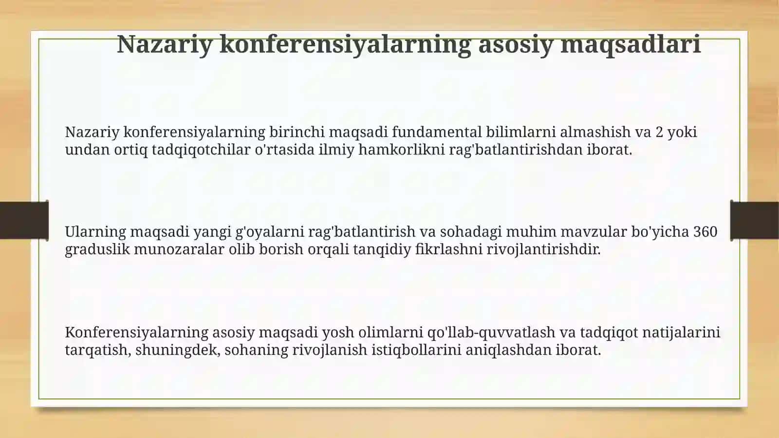 Nazariy konferensiyalarning maqsad va vazifalari 3