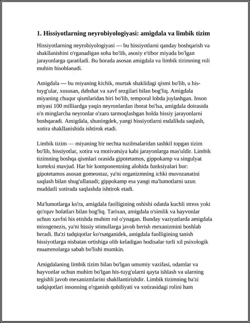 PSIXIK JARAYONLAR VA MIYANING O'ZARO ALOQADORLIGI 3