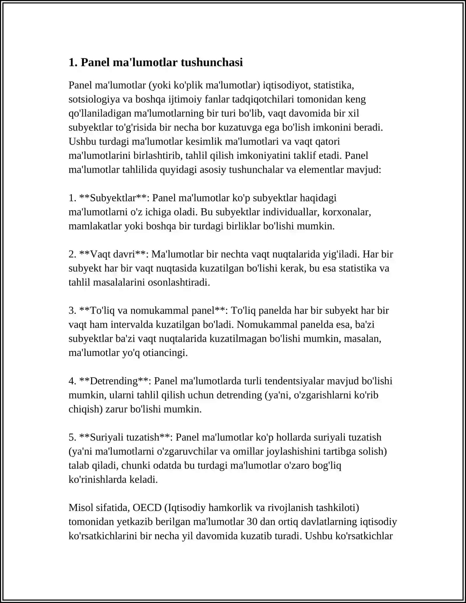 PANEL MALUMOTLAR ASOSIDA EKANOMETRIK TADQIQ QILISH USULARI 3