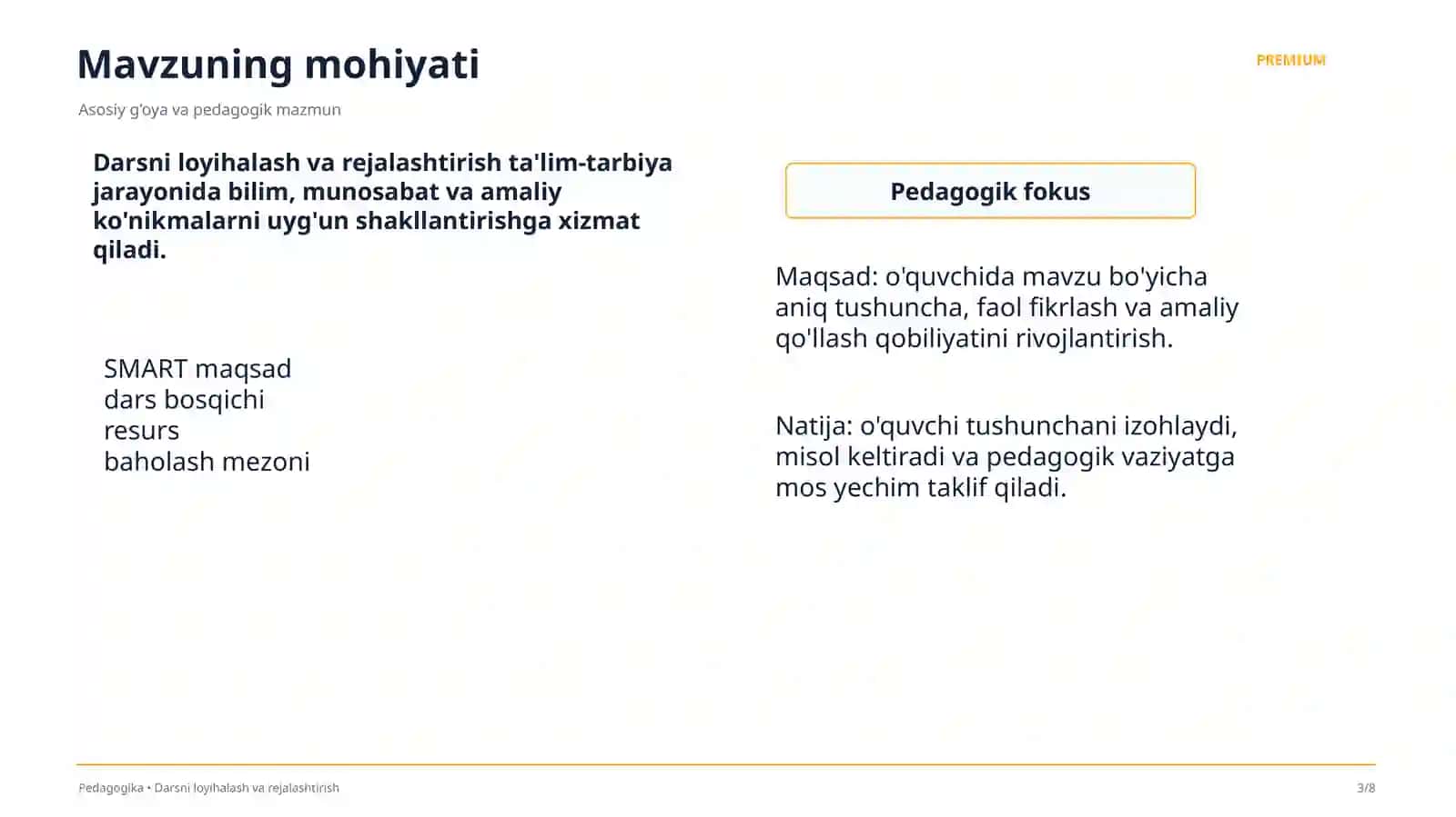 Darsni loyihalash va rejalashtirish 3