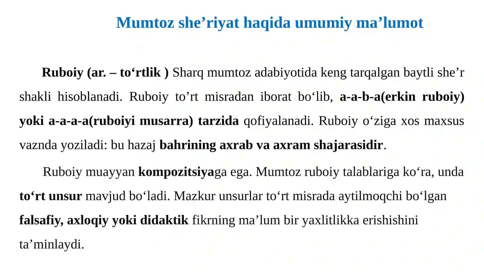 MUMTOZ SHE’RIYAT 3