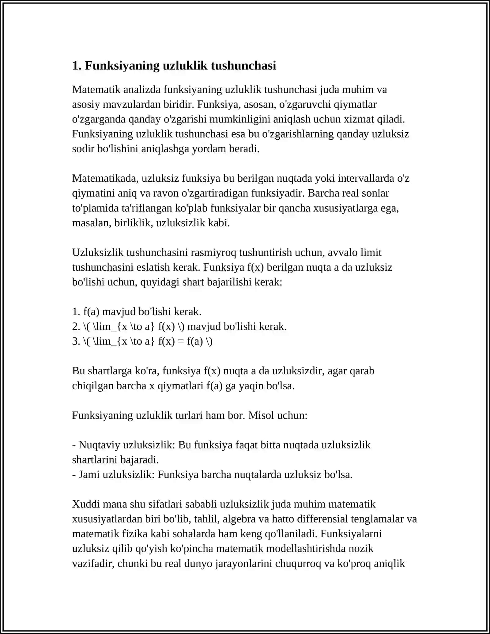 FUNKSIYANING UZLUKSIZ MODULI 3