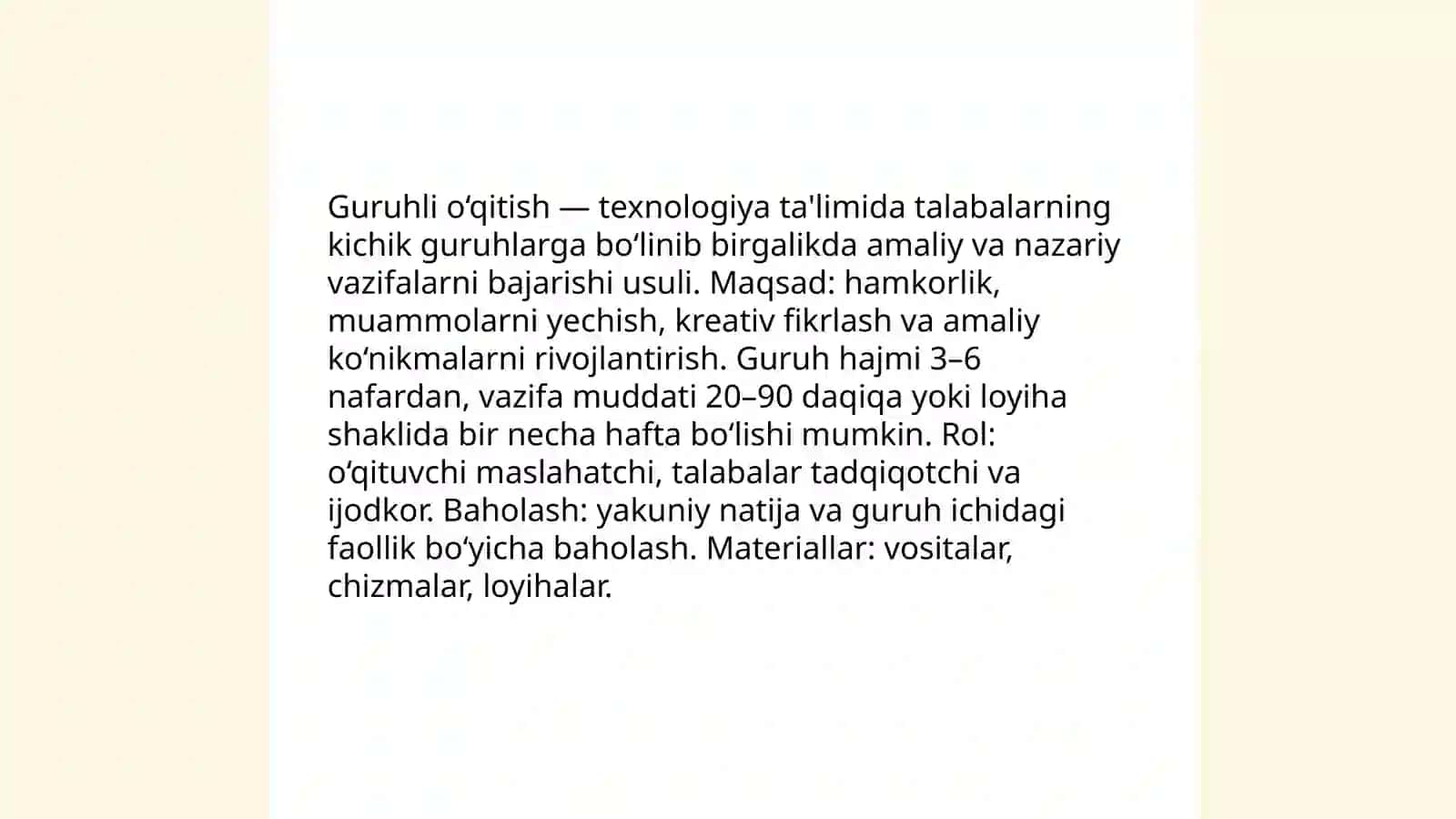 Texnologiya talimini o‘qitish shakli 3