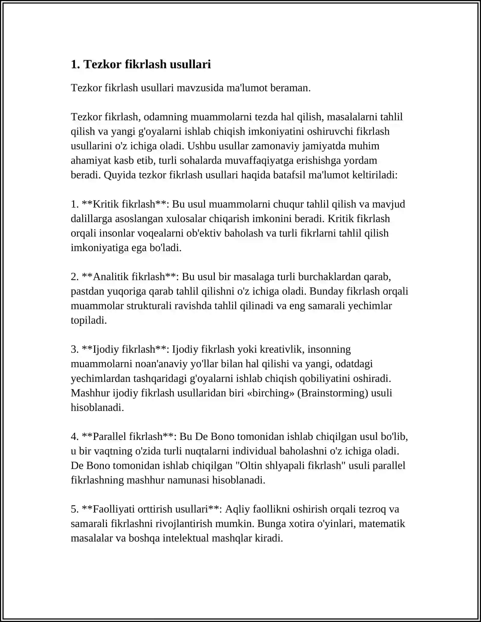 TEZKORLIK QOBILYATINI TARBIYALASH 3