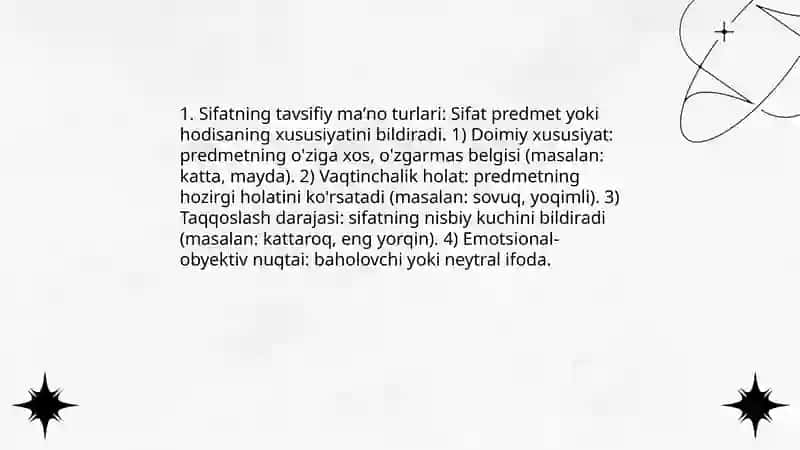 Sifatning maʼno turlari 3