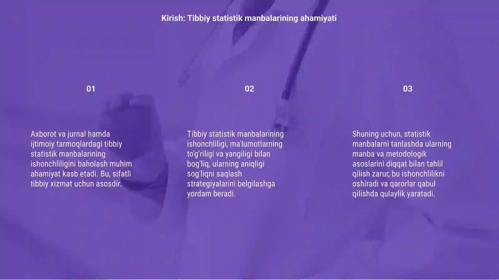 Tibbiy statistik manbalarining ishonchliligini baholash 3