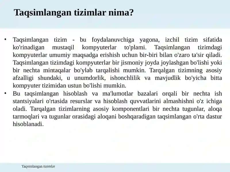 Taqsimlangan tizimlar nima va ular qanday ishlaydi? 3