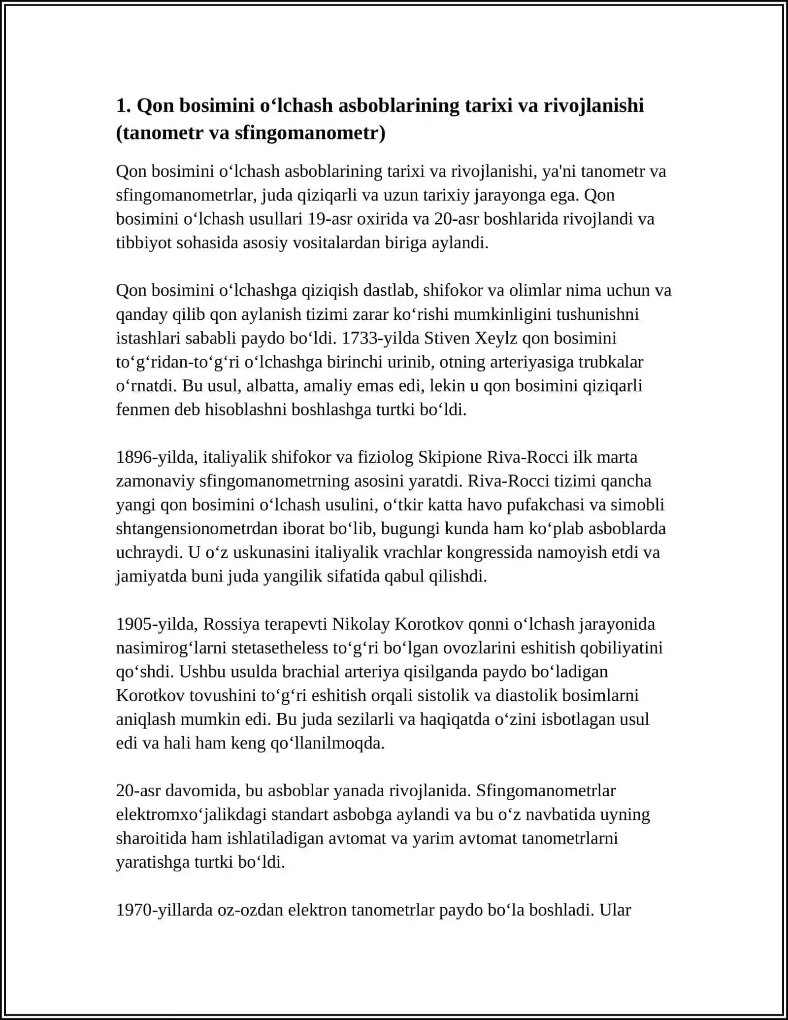 QON BOSIMINI O'LCHOVCHI ASBOBLARNING FIZIK ASOSLARI ( TANOMETR-SFINGOMANOMETR) 3