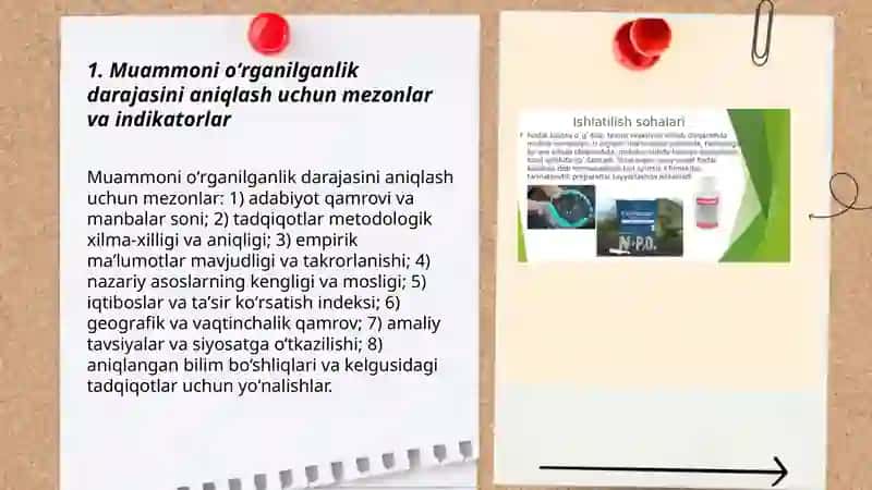 Muammoni oʻrganilganlik darajasini ishlab chiqish 3