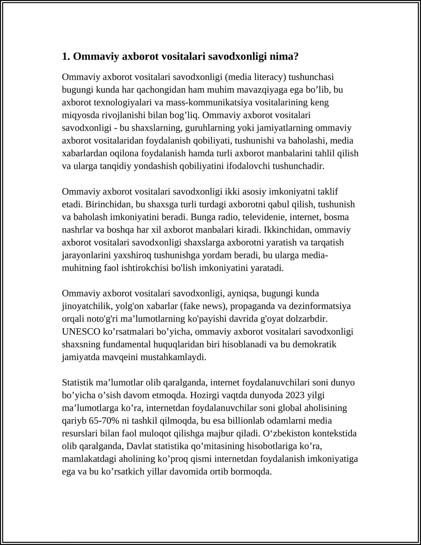 MEDIA SAVODXONLIKNI QANDAY OSHIRISH MUMKIN 3