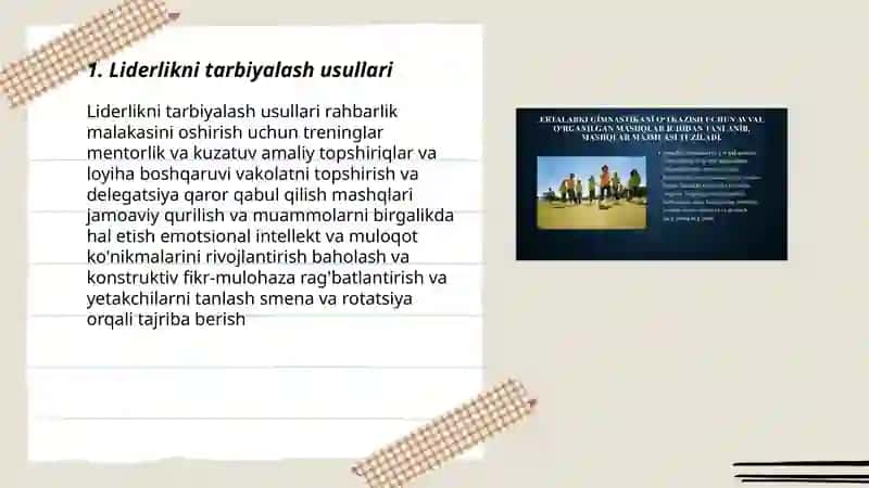 Jamoani rivojlanishida tarbiya usullari 3