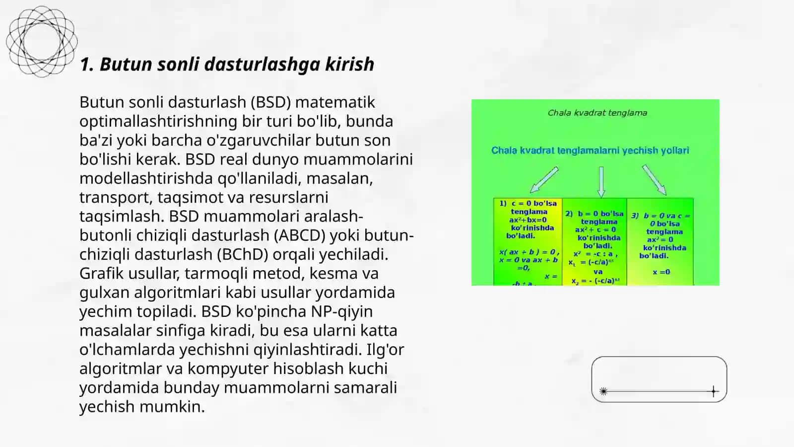 Iqtisodiy masalalarning butun sonli yechimini topish 3