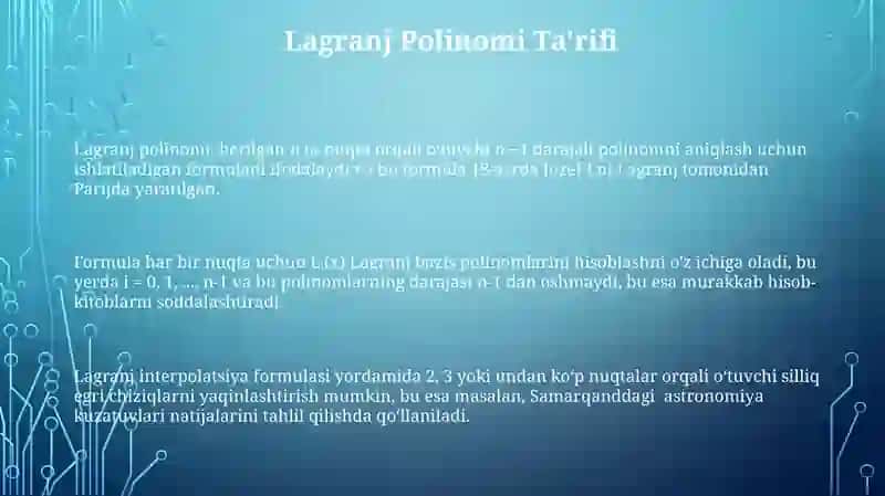 Lagrange Interpolatsiya Formulasi 3