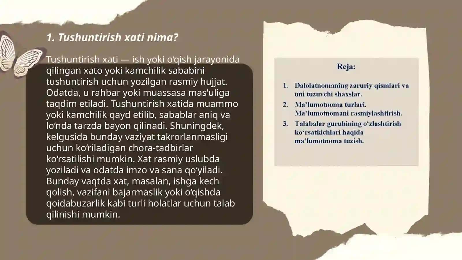 Tushuntirish xati.Uning zaruriy qismlari.Namuna 3