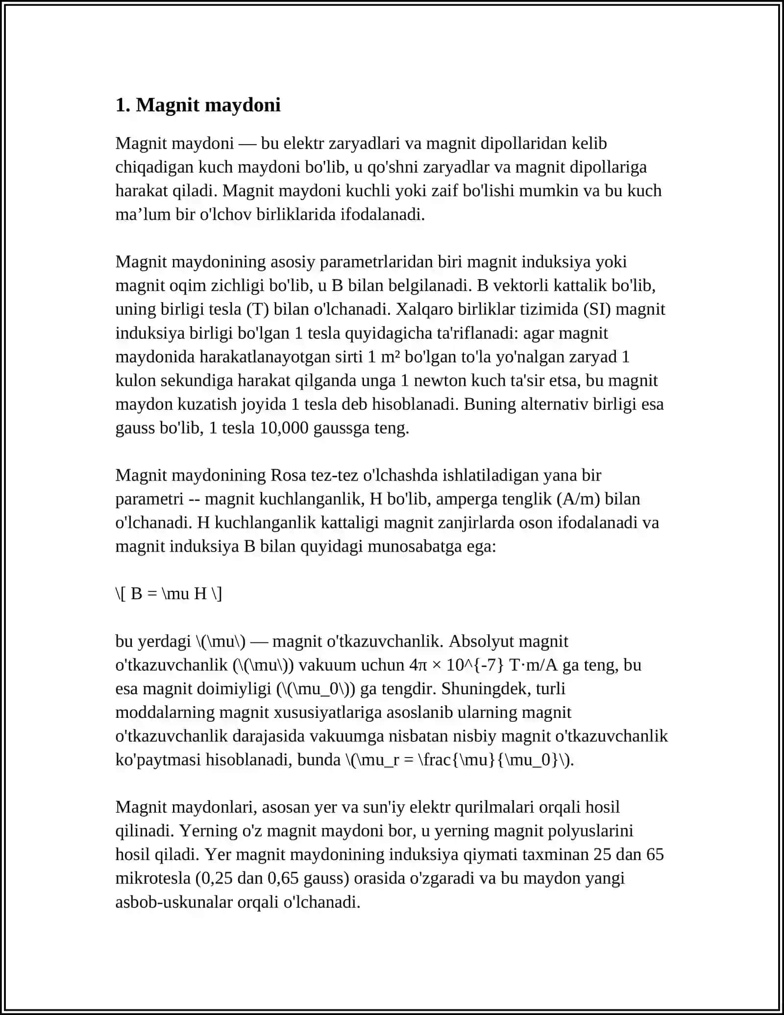 MUSTAQIL ISH Mavzu: MAGNIT MATERIALLAR 3