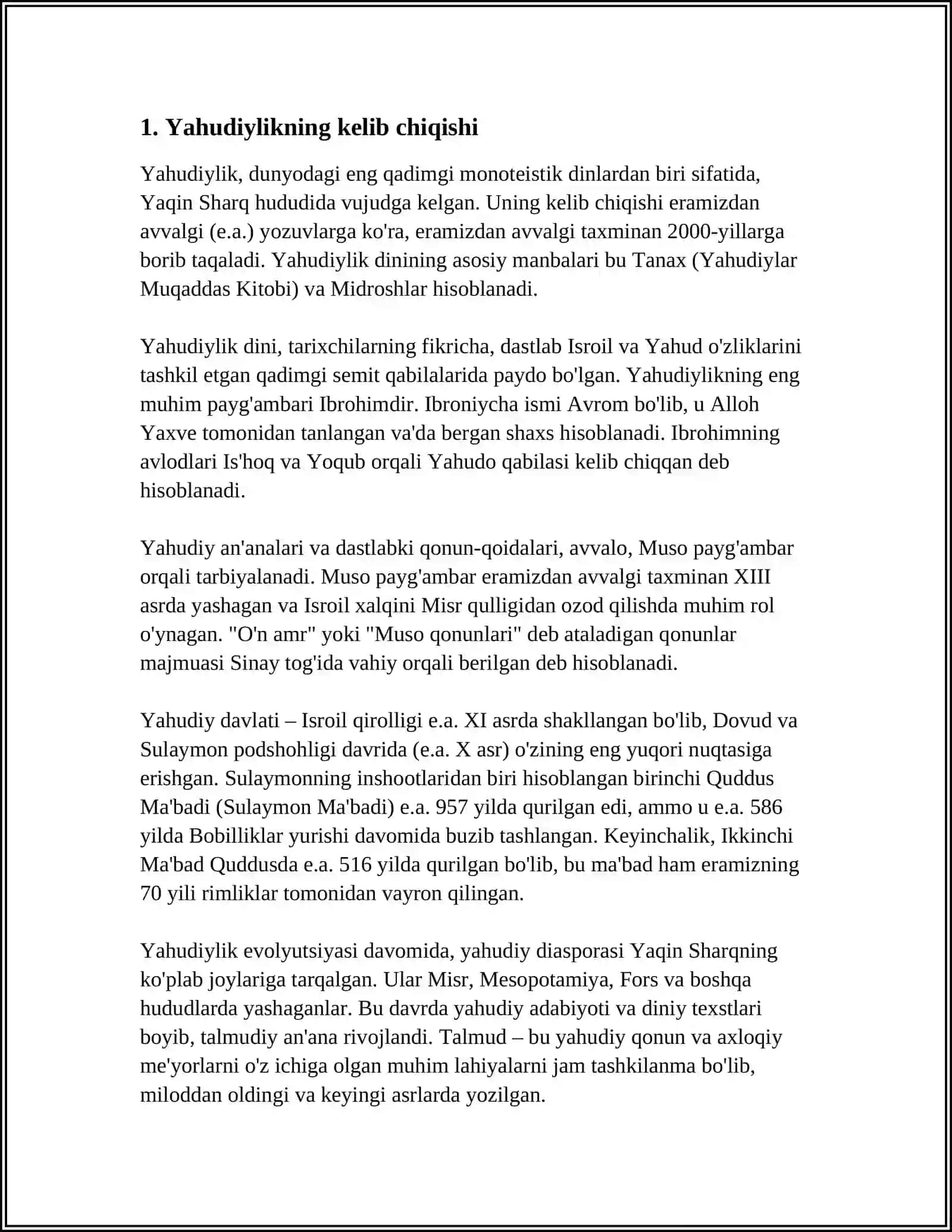 YAHUDIYLIK DININING PAYDO BOʻLISHI VA ASOSCHISI 3