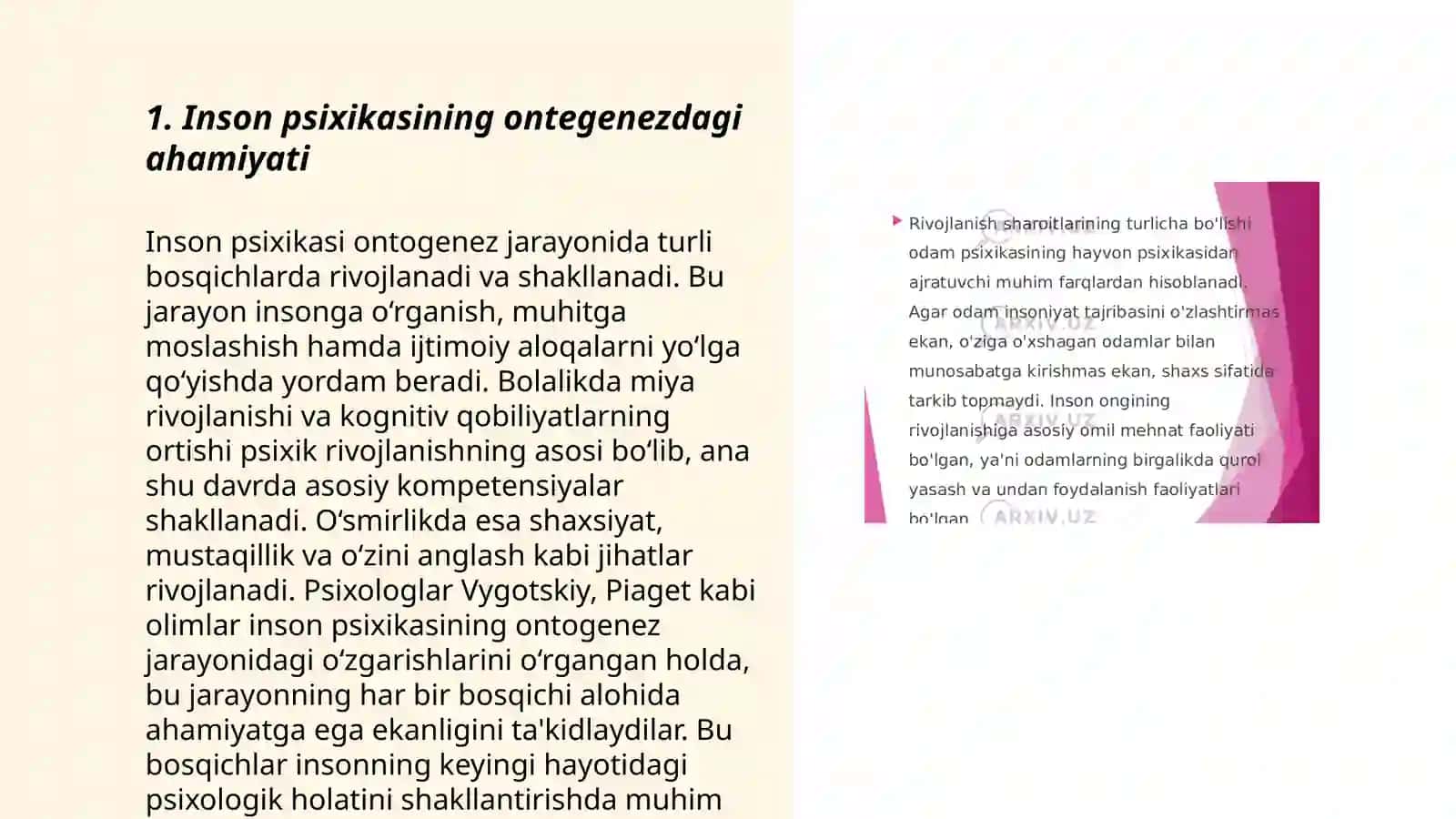Inson psixikasini ontegenezda rivojlanishi 3