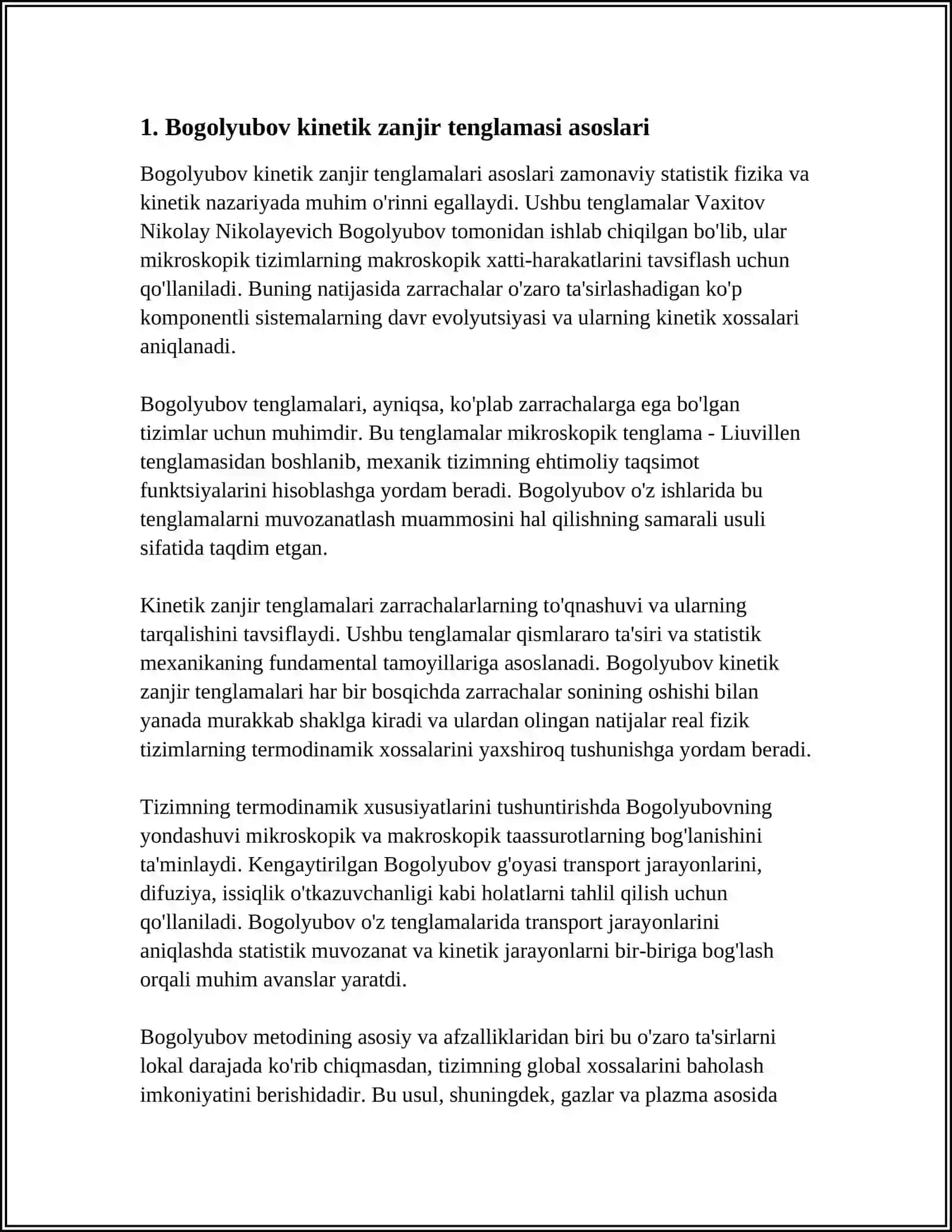 BOGOLYUBOVNING KINETIK ZANJIR TENGLAMASI 3