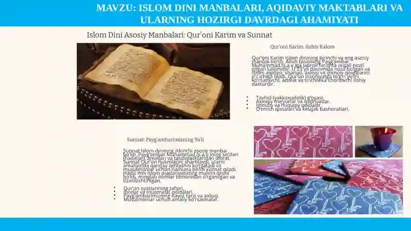 Islom dini manbalari, aqidaviy maktablari va ularning hozirgi davrdagi ahamiyati 3