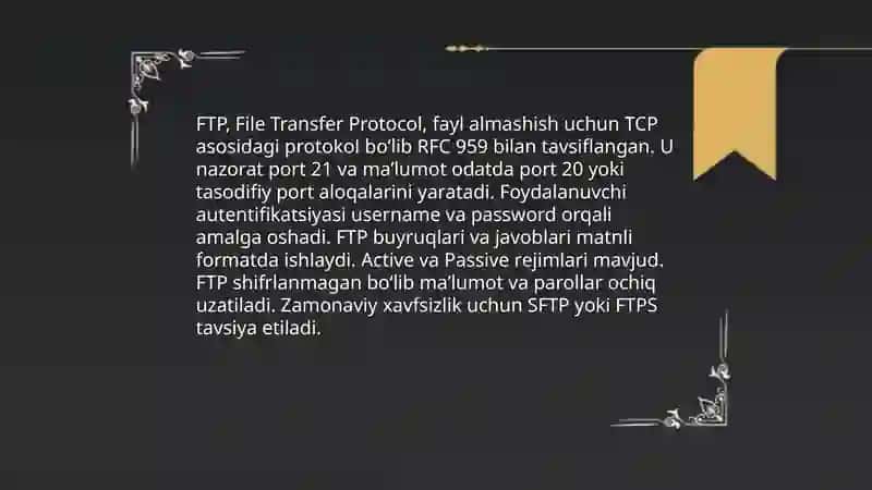 FTP, TFTP va SFTP protokollari 3