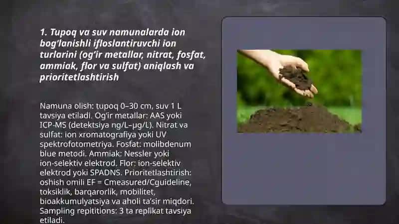 Tupoq va suvning ifloslanishida ion bog'lanishli birikmalarni aniqlash 3