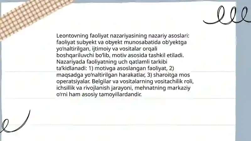 Leontovning faoliyat nazariyasi 3