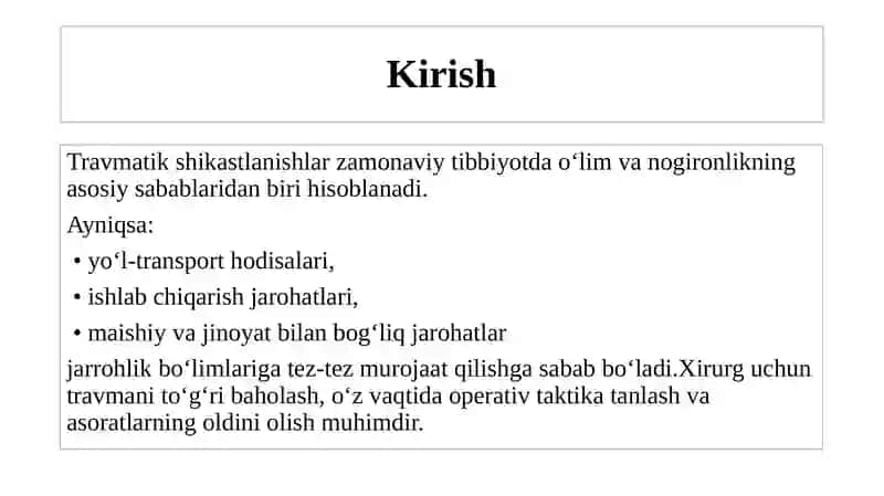 Travmatik shikastlanish asoslari 3