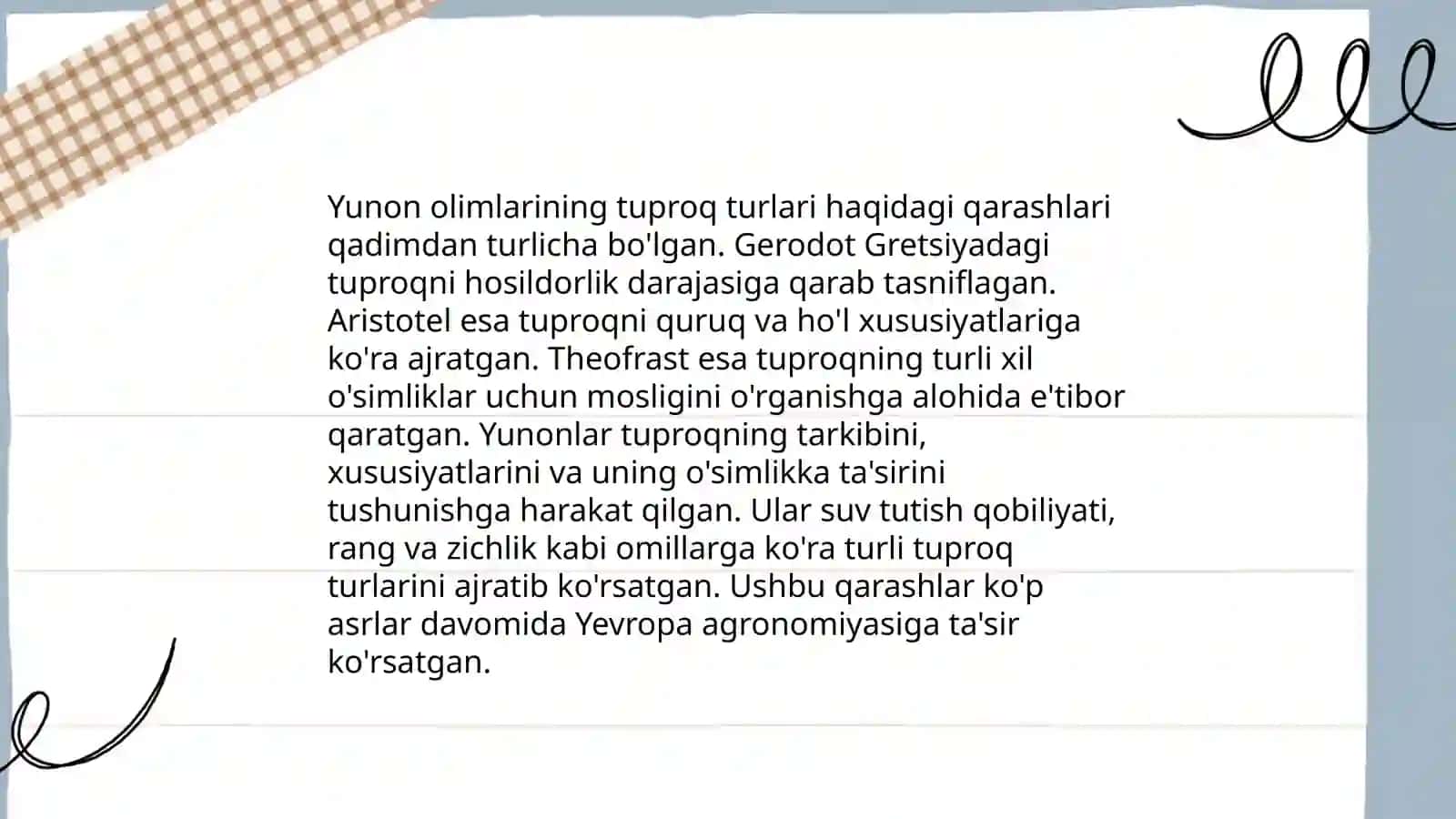 Yunon olimlarining tuproqlar haqida to'plagan malumoti 3