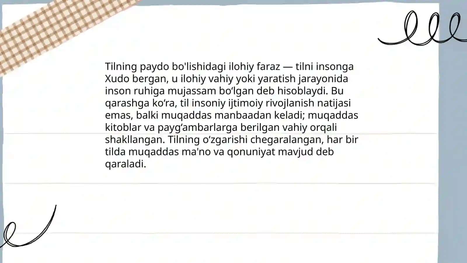 Tilning paydo bo'lishi haqidagi asosiy farazlar 3
