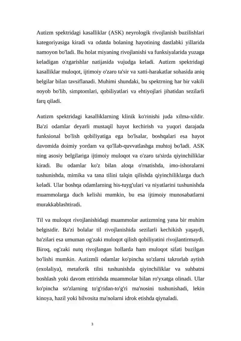 AUTIZM SPEKTRIDAGI KASALLIKLAR 3