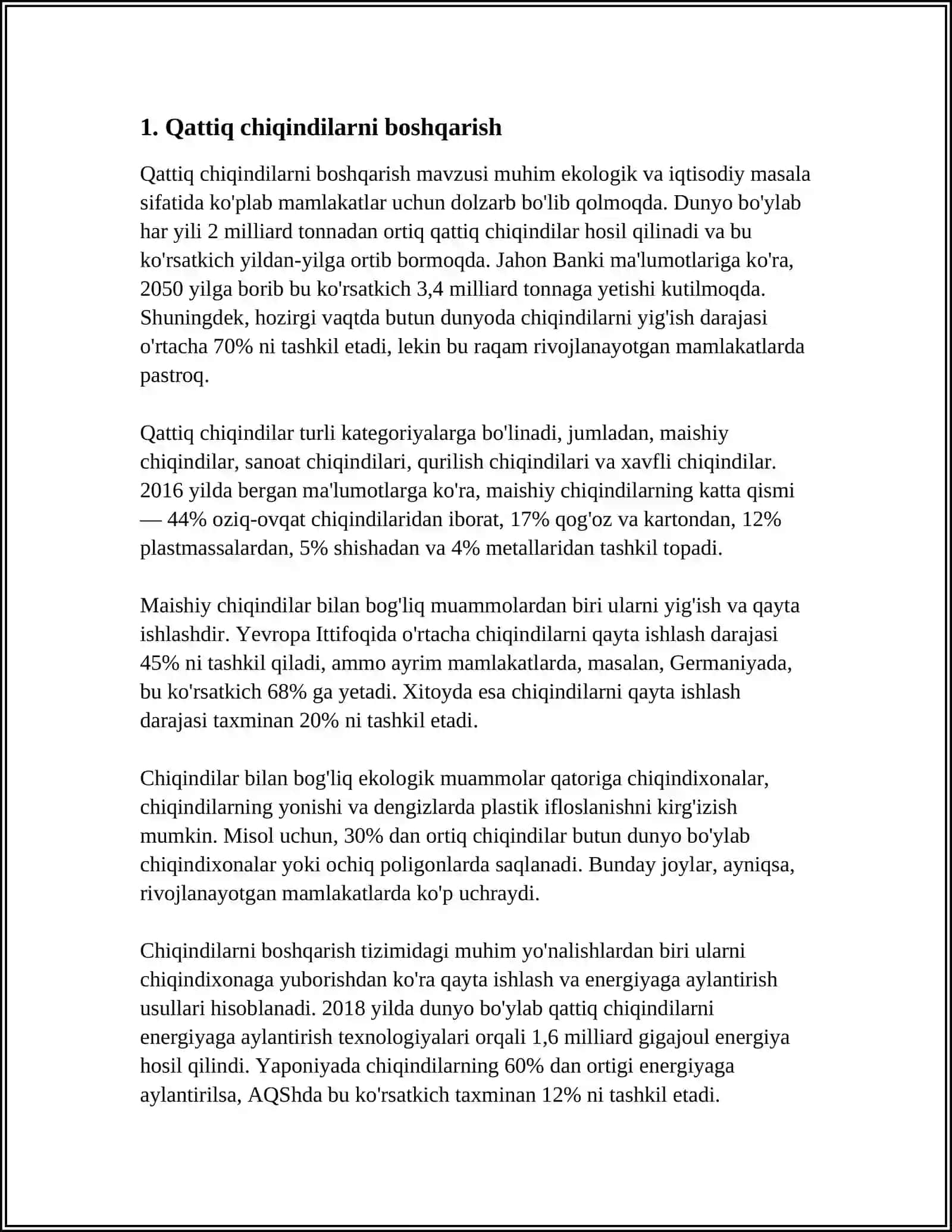 MUSTAQIL ISH Mavzu: CHIQINDILARNI BOSHQARISH 3