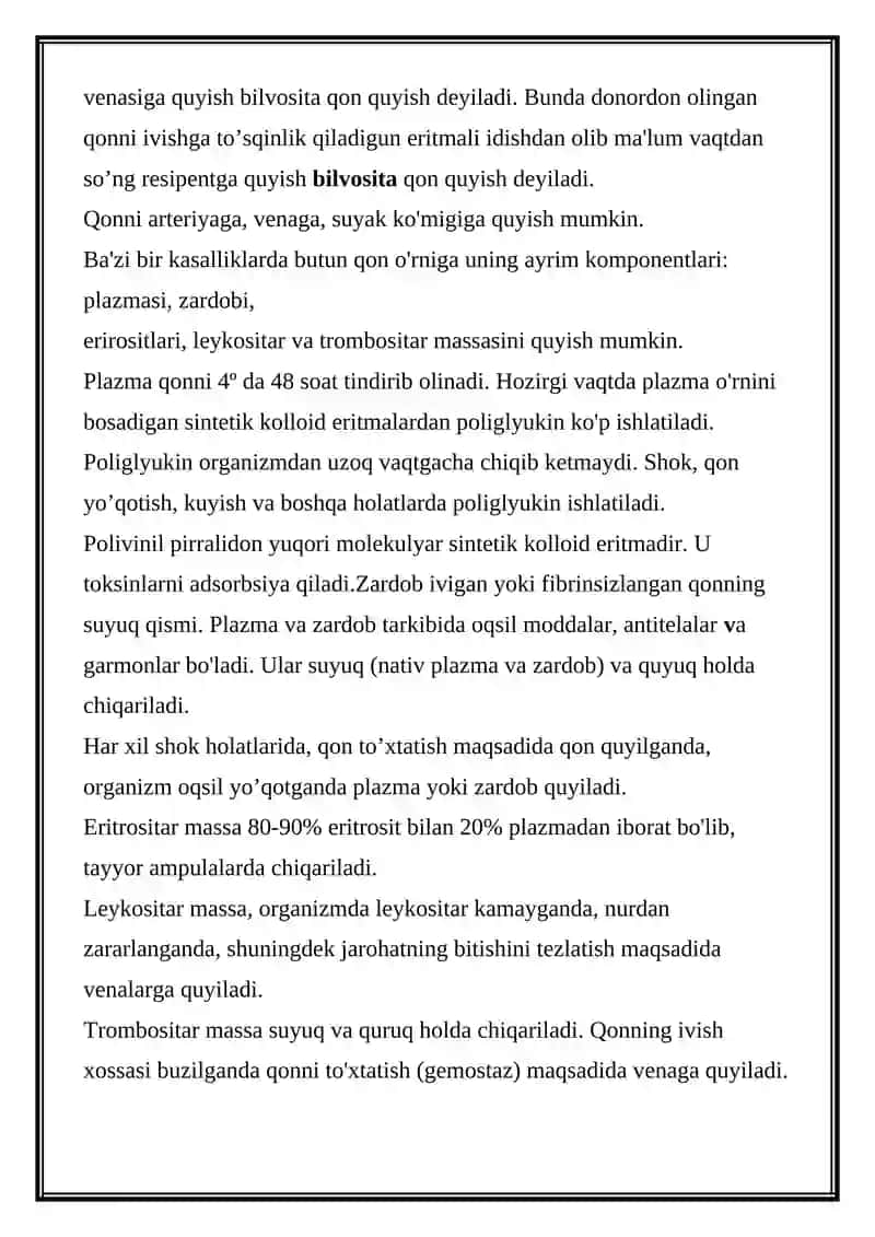 QON O’RNINI BOSUVCHI SUYUQLIKLAR QO’YISH 3