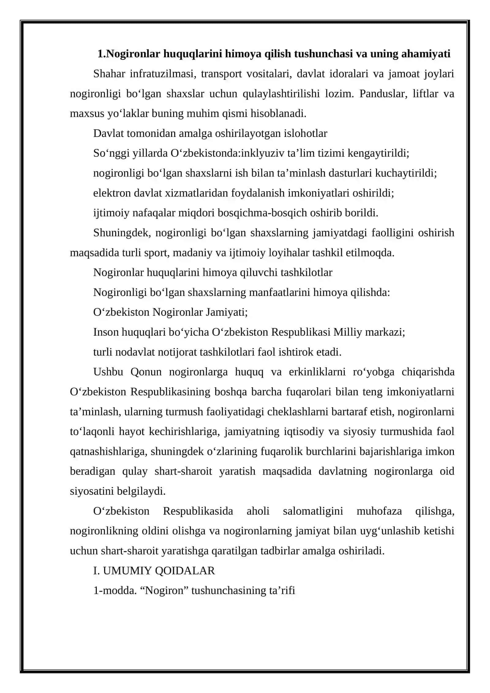 O'ZBEKISTON RESPUBLIKASIDA NOGIRONLAR HUQUQLARINI HIMOYA QILISH 3